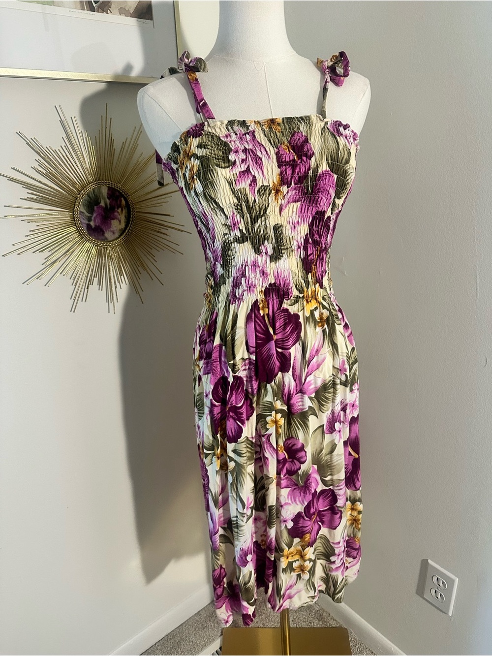 VTG 90’s Purple Floral Smocked Sundress